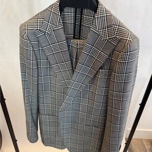 Classic Black and White Checkered Custom Made Suit